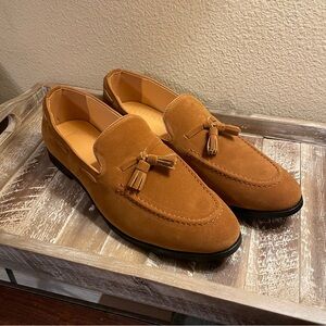 NEW! Classic Men’s Slip-On Tassel Loafers Brown Suede Leather Size 11